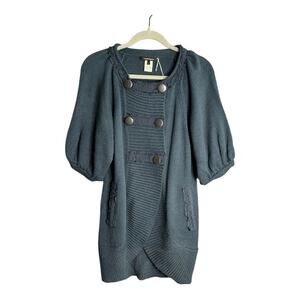 Nanette Lepore Blue Sweater Dress With Button Detail Size Small
